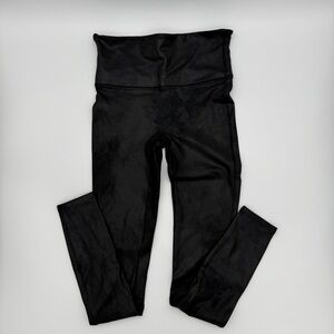 SPANX Black Faux Leather Leggings High Waisted Tummy Control Slimming Medium